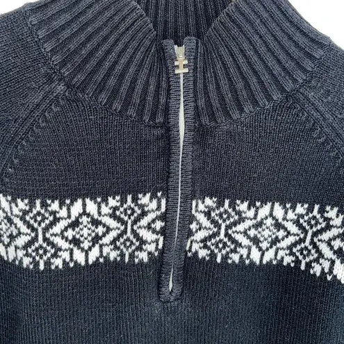 IZOD Black And White Quarter Zip Sweater Christmas/Holiday Sweater Size Medium