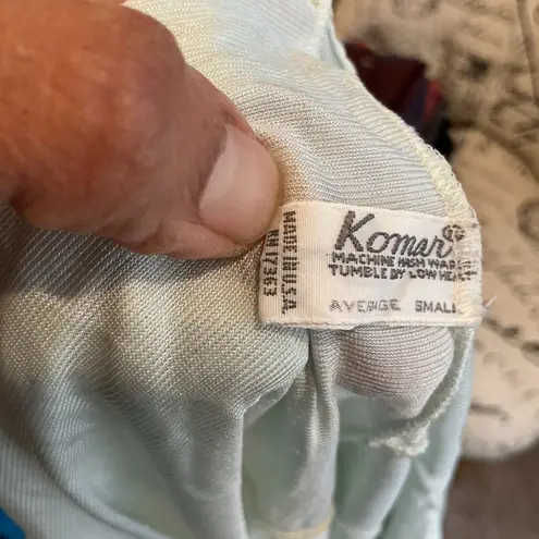 Vintage Komar Mint Green Nylon Long Nightgown Sleep Dress Small Retro Lingerie