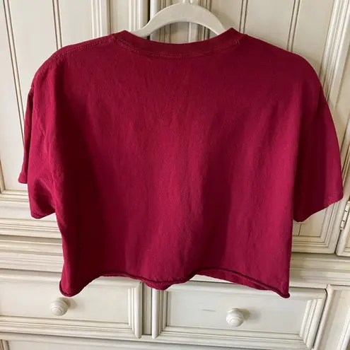 Full Tilt Women’s Tilly’s  Burgundy Loose Fitting Scoop Neck Cropped T-shirt Sz M