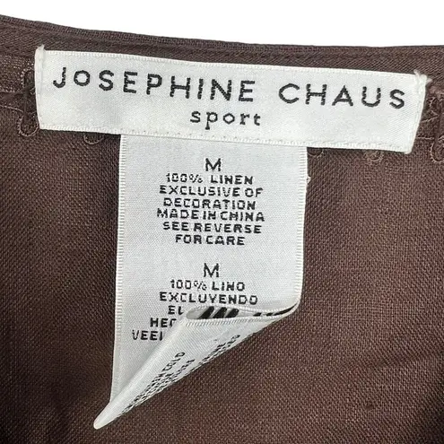 Josephine Chaus | M | 100% Linen Embroidered Beading V-Neck Cover-Up Tunic Top