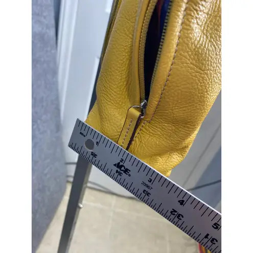 Tignanello Yellow Leather Tote Bag Pebbled Shoulder Purse Tassel Buckle Style