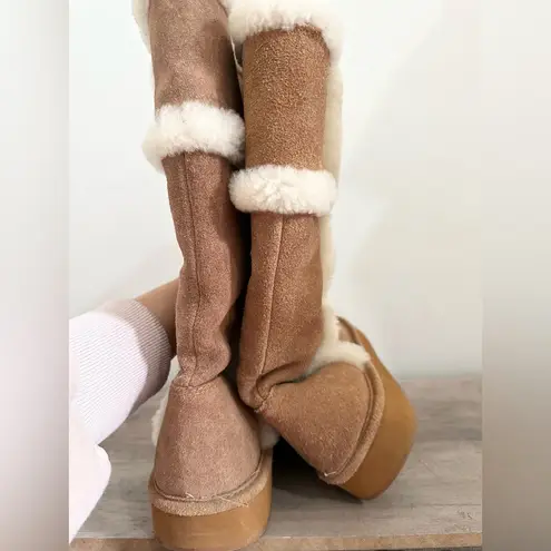 Michael Kors  Winter Tall Suede Boots Walnut - size 9 sheep fur