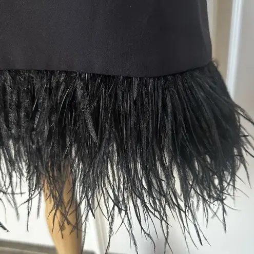 Likely Marullo feather trim black mini dress size 0 new with tags