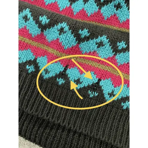 Vintage Pasta Ramie Cotton Aztec Knit Sweater Multicolor Size Medium FLAW