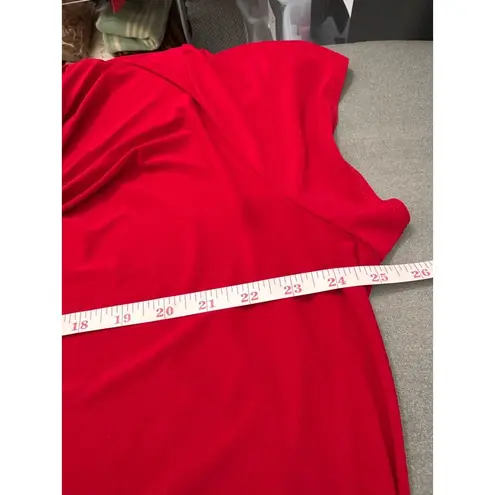 Carol Rose Red Cowl-Neck Short Sleeve Blouse (Size L)