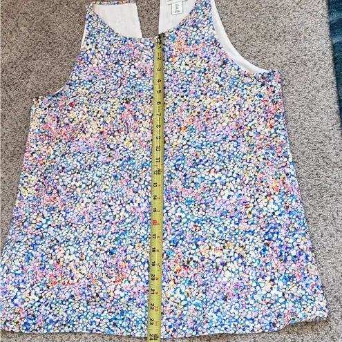 Adrienne Vittadini Boho Colorful Coastal Resort Brunch Sleeveless Blouse Top L