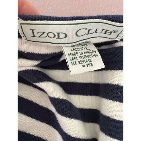 Izod Women's Blue Striped Crew Neck T