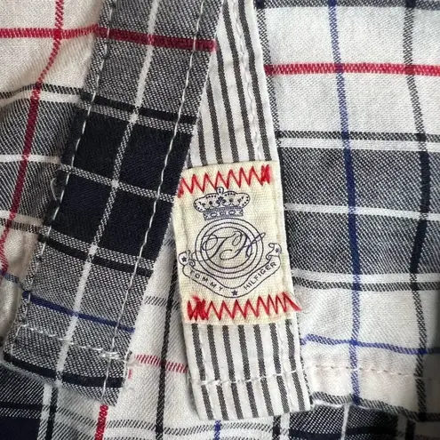 Tommy Hilfiger  Plaid Flannel Ruffle Front Blouse Red, Navy, White Sz Medium - Image 12