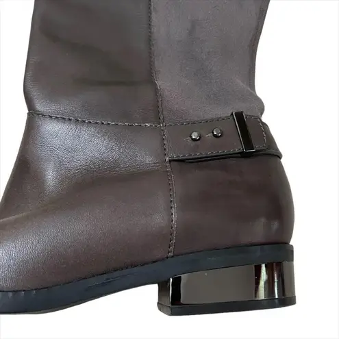 Cole Haan NEW  Gray Leather & Suede Patchwork Adler Riding Boots Size 8 - Image 5