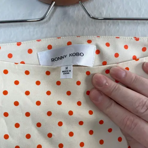 Ronny Kobo Womens Medium Kensington Polka Dot Maxi Skirt Orange