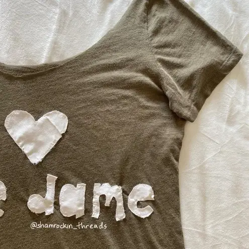 khaki sage green and white patchwork Notre Dame shirt size XL