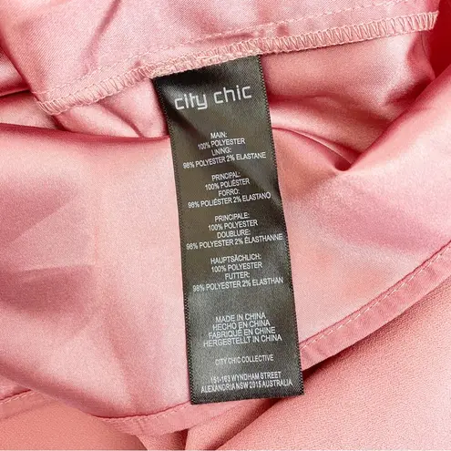 City Chic One Shoulder Sensual Satin Evening Tulip Hem Dress: Baby Blush Pink