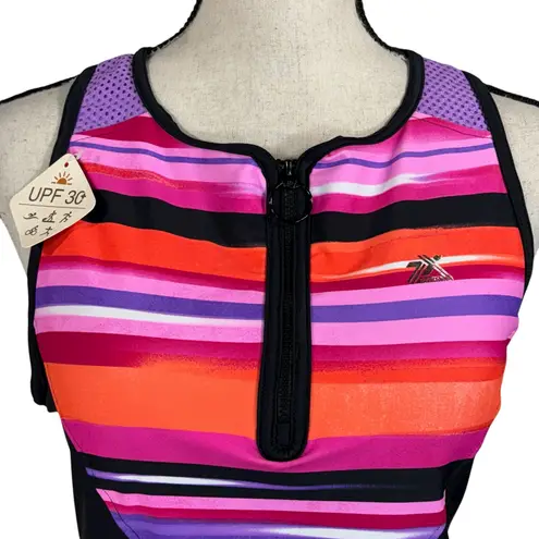 ZeroXposur Large Scuba Tankini Swim Top Racerback 1/4 Zip UPF 30+ Padded Cups