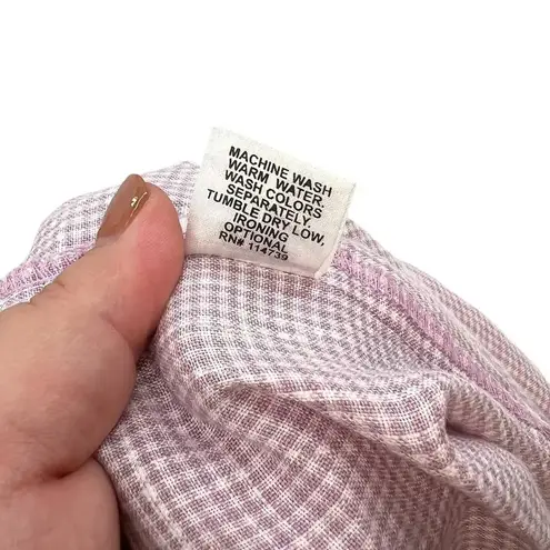 Flax Woodstock Dress Linen Lilac Lavender White Gingham Floral Size XS