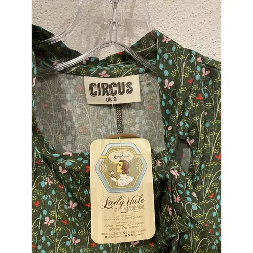 Circus Anna Shirt Womens XS Floral Print Long Sleeve Blouse Bow Tie UK 8 Green