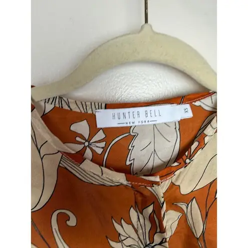 Hunter Bell Brown Floral Silk Blouse Sz. XS