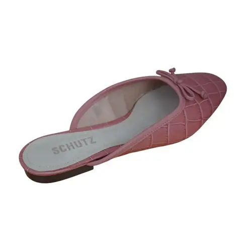 Schutz "Carlene" Rosa Croc Embossed Mule Ballet Flats Sz 6B