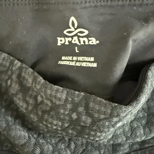 prAna Misty Leggings Charcoal Gray and Black Jacquard Knit Ruched Tight Large