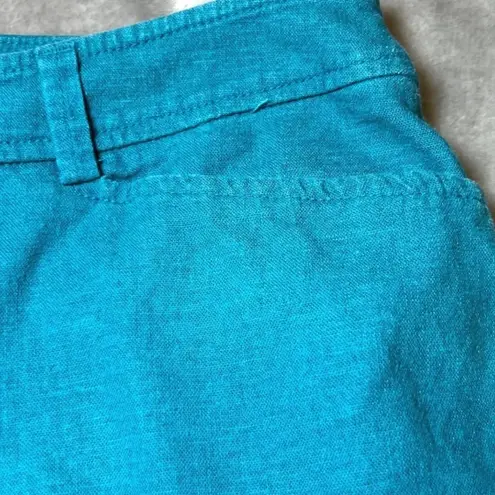 Pendleton Linen Blend Wide Leg Pants Womens 10 Teal Blue Lightweight Boho Casual