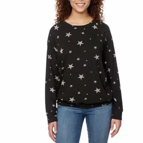 Buffalo David Bitton  black crew neck sweater with stars, size M - Image 2