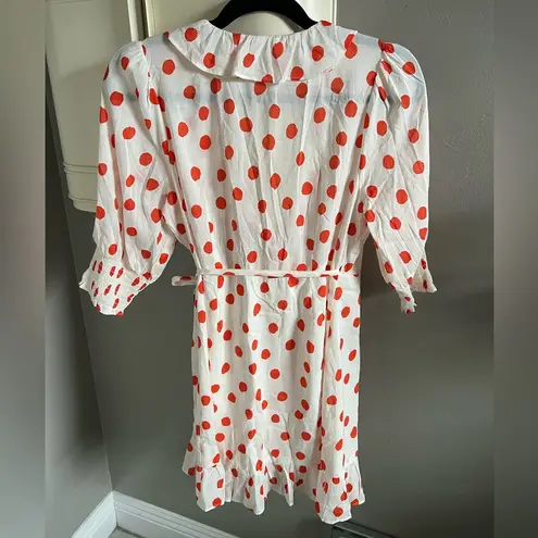 Women’s RIXO by Target Polka Dot Wrap Mini Dress size Small EUC Orange