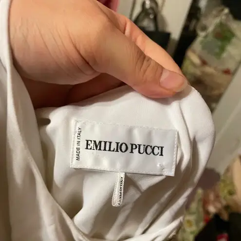 Emilio Pucci WHITE BEADED RUCHED DRESS