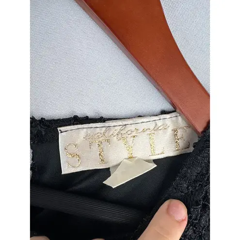 California Style Black Lace Sleeveless Top Large Nylon Made In USA