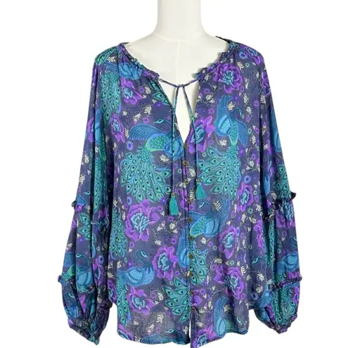 Spell & the Gypsy XL Bohème Blouse in Baltic Blues Bohemian 70s Witchy Blue
