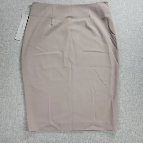 Larry Levine Larry Levine Womens Skirt Size 8 Cream Taupe Back Slit Side Zip Knee Length NEW