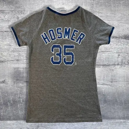 5th & Ocean  KC Royals Grey Ringer T Shirt Womens M Distressed Logo Hosmer #35