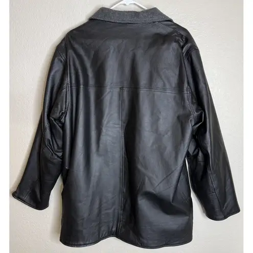 Junction West Womens XL Black Leather Reversible Heavy Coat Jacket Pockets