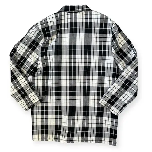 Bobbie & Brooks Vintage 90s Bobbie Brooks Light Black Cream Tartan Plaid Oversized Blazer 12/14