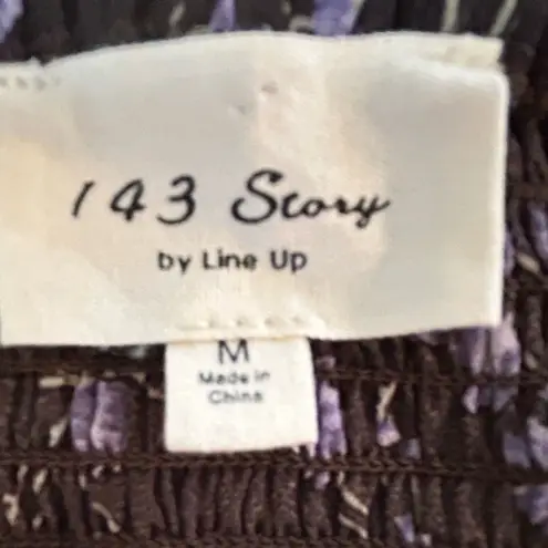 143 Story By Line Up Sz M Floral Maxi Brown Lavendor Front Slit Dress