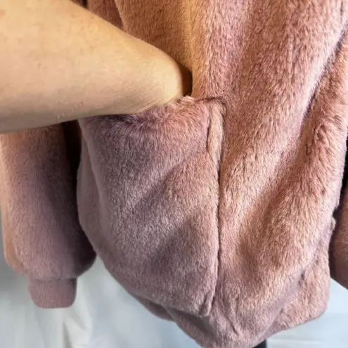 Skies Are Blue Pink Faux Fur Button Front Lined Dressy Cocktail Jacket Size XS