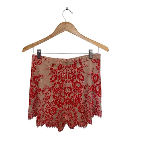 Alexis Sun Lace Li Shorts In Red Scalloped Hem Size Small