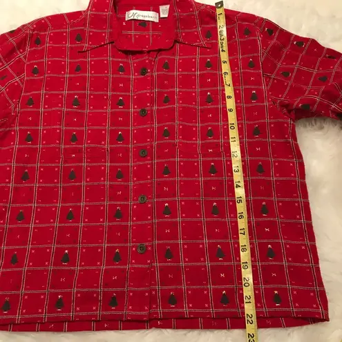 Dress Barn  Christmas tree button down top/jacket size M Holiday Party