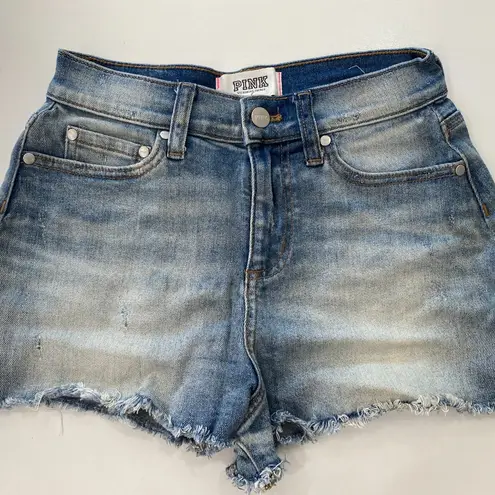 Victoria's Secret PINK  Denim Jean Short Shorts Daisy Pocket Size 0 - Image 1