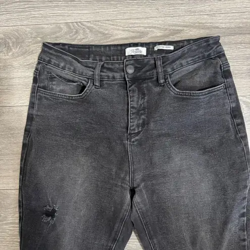 Royalty For Me Women High Rise Distressed Skinny Jeans Black Wash Size 12 Cotton