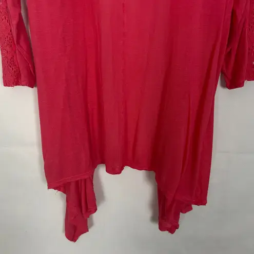 French Laundry Open Front Crochet Pink Cardigan Size L