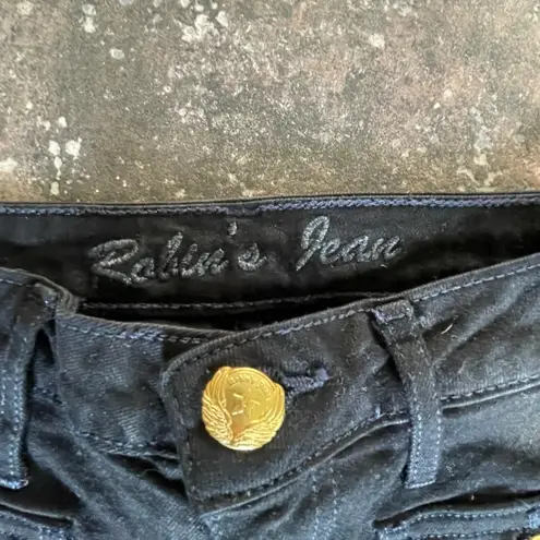 Robin’s Jean Black Gold Button Front Pocket Skinny Jeans Size 25