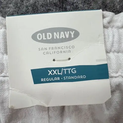 Old Navy  Linen Crop Pant Women 2XL Bright White Pull On Elastic Waist Summer NEW