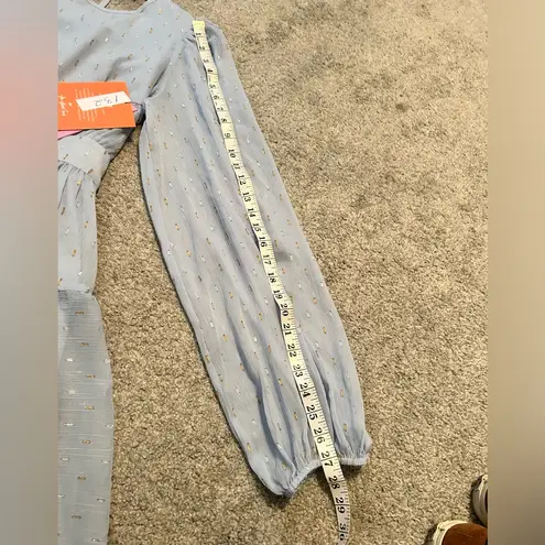 Nation Ltd LDT Goddess Clip-Dot Minidress size 4 NWT Blue gold silver