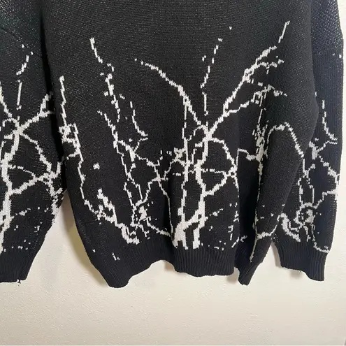 Firla Graphic Pattern Drop Shoulder Sweater Black White Size XL