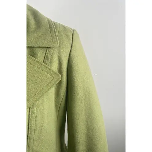 Chartreuse Wool Blend Double Breasted Classic Winter Peacoat Woman Small Coat Green Size 2