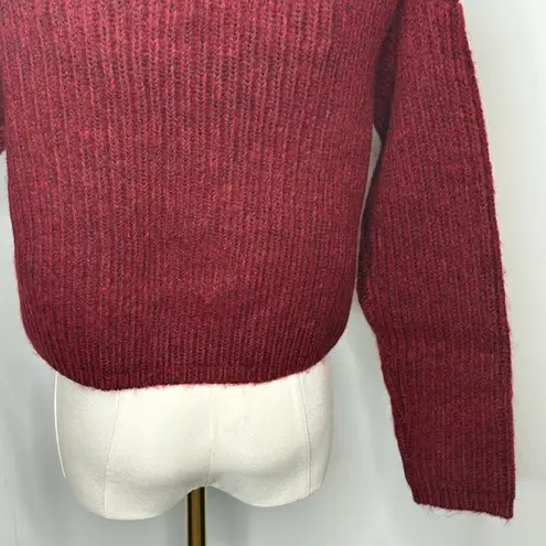 Thakoon Cropped Ripped Burgundy Turtleneck Sweater Womens Size XS KN17 Red