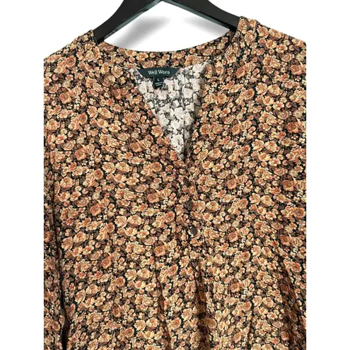 Well Worn Women’s Size L Floral Print Long Sleeve Blouse by | Fall Floral Pattern