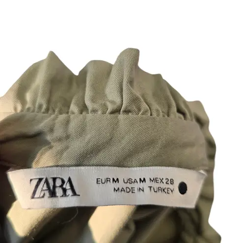 ZARA  Green Poplin Ruffle Sleeveless‎ Top Size Med Feminine