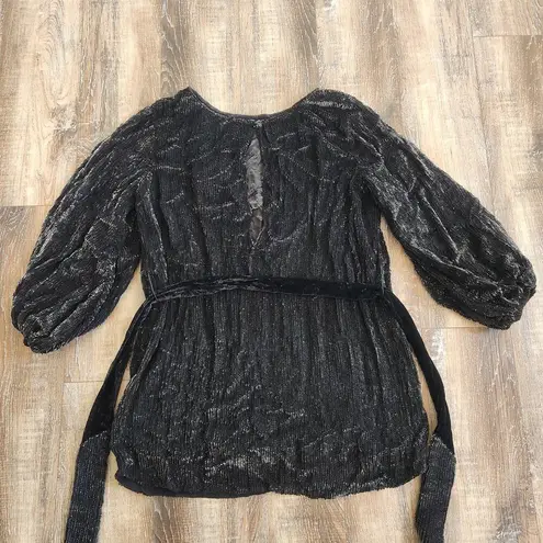 Retrofête Retrofete Grace Sequin Dress in Black Size XL NWT With Belt Reversible