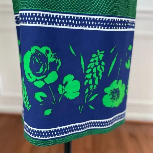 Vintage 60s Blouson Style Sleeveless Dress Green Blue ILGWU S M 4 6 Size M