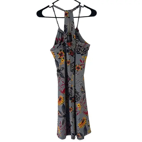 Balance Collection Women's Size Medium Blue Striped Floral Knee Length Dress